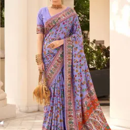 Saree Mall Purple Silk Woven Saree With Unstitched Blouse-picture-18