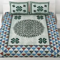 Living Roots Floral Green 240 TC Cotton Bedsheet with 2 Pillow Covers-image-77