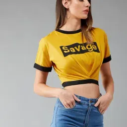 DOLCE CRUDO Mustard Graphic Print T-shirt image 3