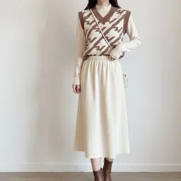 HERE&NOW Women Coffee Brown Printed Long Sleeves Sweaters-picture-29