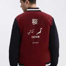 showoffff SHOWOFF Maroon Nylon Slim Fit Printed Jacket image 2