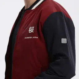 showoffff SHOWOFF Maroon Nylon Slim Fit Printed Jacket image 5