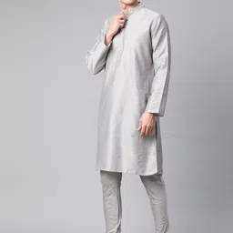Tulsattva Men Grey Kurta with Churidar image 3