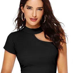 Fashion Care Women Solid Cut Out Fitted Crop Top-picture-39