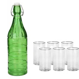 1ST TIME Green & Transparent Glass Solid Water Bottle-picture-17