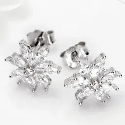 Zavya Stellar Floral Glow Golden Plated 925 Sterling Silver Star Earrings-image-83