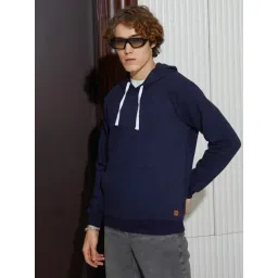 Campus Sutra Blue Regular Fit Printed Hooded Sweatshirt image 3