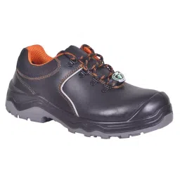 Zain Safety Premium Steel Toe Safety Shoes PU Double Density Low Ankle Black Buff Genuine Leather Size UK7, 11466 (CUBA)-picture-17