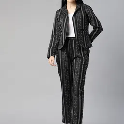 Cottinfab Women Striped Cotton Blazers & Trousers Co-ord Set-image-16