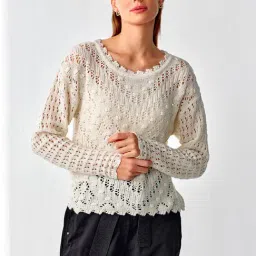 Cover Story White Self Design Sweater-image-72