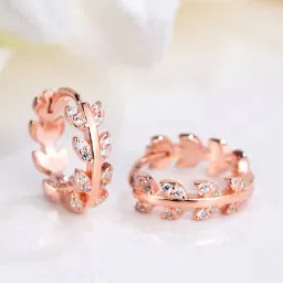 Zavya Hoop Beauty Cubic Zirconia Rose Gold Plated Small Hoop Earrings-picture-19