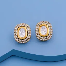Kushal's Fashion Jewellery White Victorian Polished Kundan Earrings for Women-image-55