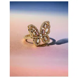 Accessorize London Golden Pink Ring for Women-picture-38