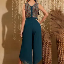 Miss Chase Turquoise Embroidery Jumpsuit image 2