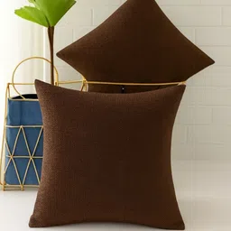 INDHOME LIFE Brown Set of 3 Square Cushion Covers image 5