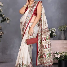 priyashi Ethnic Motifs Printed Bhagalpuri Saree With Blouse Piece image 4