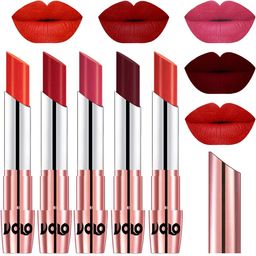 VOLO Set Of 5 Creme Matte Lipsticks - Coral 39-Tomato Red 40-Pink 41-Maroon 42-Orange 49-picture-0