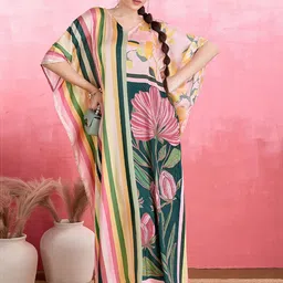 LABEL AARNA Colorwoven Stripes Soft Satin Kaftan-picture-24