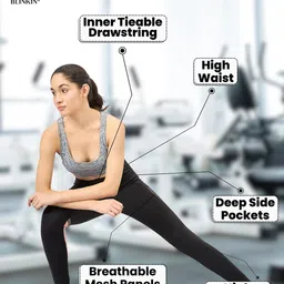 Blinkin High Waist Slim-Fit Dry-Fit Training Tights With Side Pockets image 3