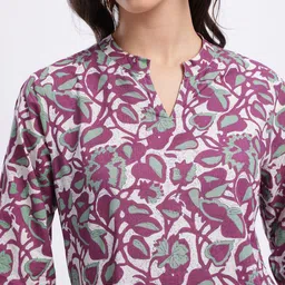 Anouk Rustic Floral Printed Pure Cotton Mandarin Collar Straight Kurti image 4