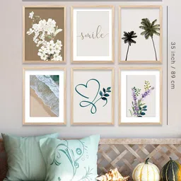 WALLLANE Brown & White 6 and more Piece Wood Abstract Wall Paintings image 4