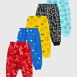 KUCHIPOO Pack Of 5 Animals & StarsPrinted Track Pants - Red Blue Black & Yellow-picture-15