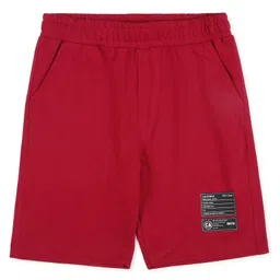 ALAN JONES Cotton Blend Knit California Text Printed Shorts - Red image 1