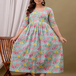 Style Heaven Floral Printed Maternity Gotta Patti Angrakha Kurti image 1
