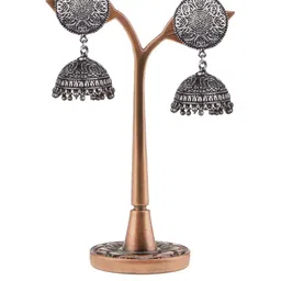 piah Silver-Plated Artificial Beaded Jhumkas Earrings-picture-14