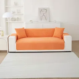 HOMETHREADS Orange & Orange Sofa Cover-picture-20