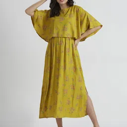 DUMMY SHAPE Floral Print Cape Sleeve Maternity Maxi Midi Dress-picture-36