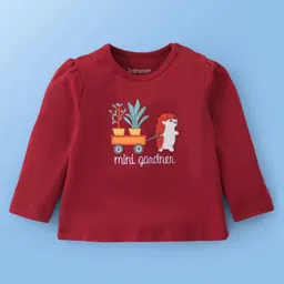 Babyoye Eco Conscious 100% Cotton Full Sleeves T-Shirts with Veggies Placement Print Pack of 2  - Maroon & White image 2