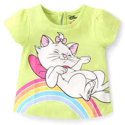 Babyhug Disney Single Jersey Half Sleeves Shorts Set With Marie Graphics - Multicolour image 2