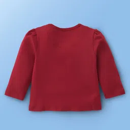 Babyoye Eco Conscious 100% Cotton Full Sleeves T-Shirts with Veggies Placement Print Pack of 2  - Maroon & White image 3