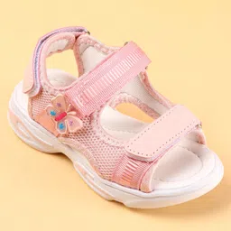 Cute Walk by Babyhug Sandals with Velcro Closure & Butterfly Applique - Pink image 3