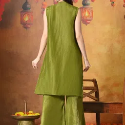 Myshka Shoulder Straps Crop Top & Palazzos With Jacket Co-Ords image 3