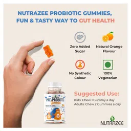 Nutrazee Probiotic Gummies Supplement with Prebiotic Fiber Zero Added Sugar Gummy Bears - 30 Gummies image 4