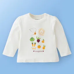 Babyoye Eco Conscious 100% Cotton Full Sleeves T-Shirts with Veggies Placement Print Pack of 2  - Maroon & White image 4