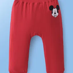 Babyoye Disney Interlock Full Length Diaper Leggings With Mickey Mouse Graphic Pack of 2 - White & Red image 4
