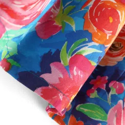 Babyhug Cotton Knit Half Sleeves Frock With Floral Print - Multicolor image 4