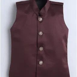 Fourfolds Woven Full Sleeves Abstract Embroidered Sherwani With Pant & Jacket Set - Wine image 5