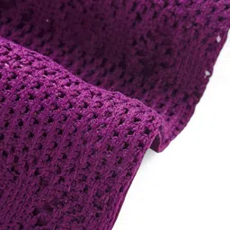 Hola Bonita Woven Three Fourth Sleeves Solid Color Dress with Belt & Bow Applique - Purple image 5