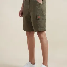 Allen Solly Green Cotton Regular fit Solid Shorts image 2
