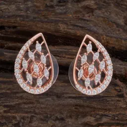 Kushal's Fashion Jewellery White Rose Gold Polished Zircon Earring for Women-picture-20