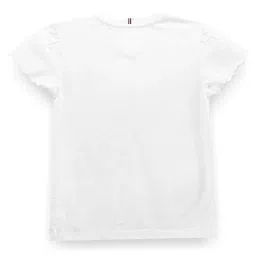 Tommy Hilfiger Girls White Solid Regular Fit T-Shirt image 2