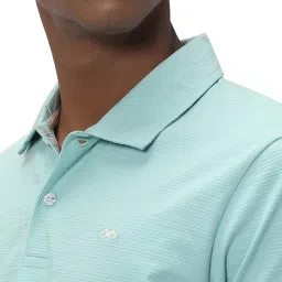Mufti Sky Blue Slim Fit Textured Polo T-Shirt image 4