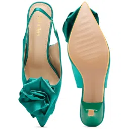 Flat N Heels Women's Green Sling Back Stilettos image 4