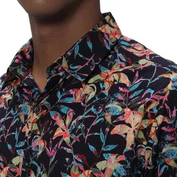 Mufti Navy Slim Fit Abstract Print Cotton Shirt image 4