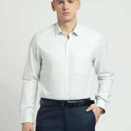 Turtle Light Grey Cotton Slim Fit Dobby Shirt-image-68