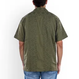 celio Celio* Khaki Boxy Fit Embroidered Shirt image 2